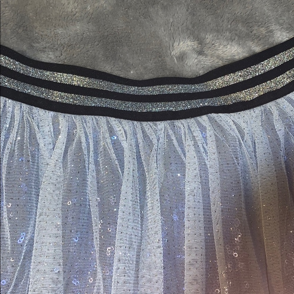 Girls Kandy Kiss Sequins Mesh Silver Navy Skirt - Picture 6 of 8